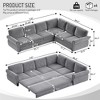 118" Oversized L-Shaped Chenille Sectional Sofa with Pull-Out Bed, Nailhead Trim & Rolled Arms, Convertible Sleeper Couch with Storage for Living Room - 4 of 4