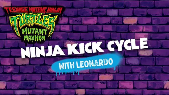 Teenage Mutant Ninja Turtles: Mutant Mayhem Ninja Kick Cycle with Leonardo Action Figure, 2 of 10, play video