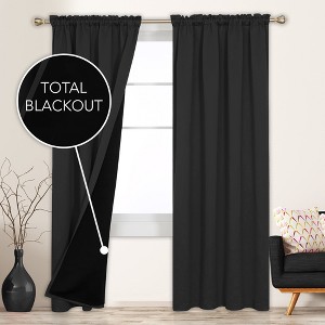 Deconovo ModernLuxury BlackOut RodCurtains For LivingRoom or BedRoom，Easy Clean,2Panels - 1 of 4