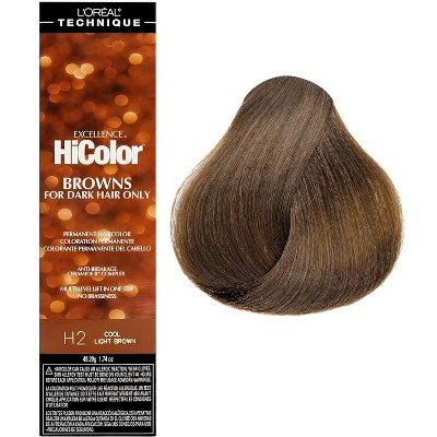 L'oreal Tecnique HiColor Browns for Dark Hair Only (#H2 COOL LIGHT BROWN) Loreal HighColor Permanent Dye High Color