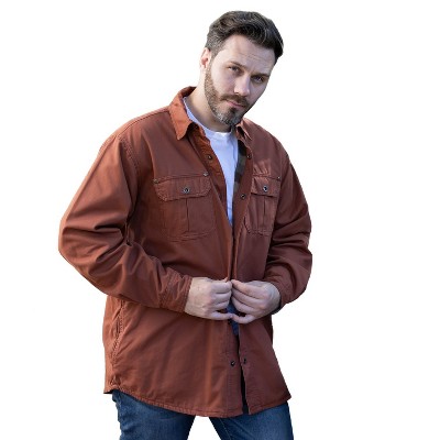 GIOBERTI Men's 100% Cotton Brushed and Soft Twill Shirt Jacket with Flannel Lining, Khaki, M — фото 5