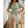 Women's V Neck High Waist Button Down Short Sleeve Dress with Belt Casual Summer Sundres - 4 of 4