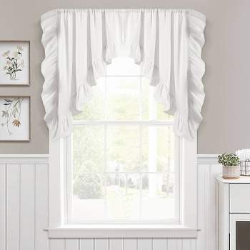2pk 34"x38" Linen Ruffle Curtain Panels White - Lush Décor