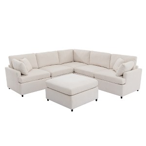 CLIHOME Modern Large U-Shape Sectional Sofa, with Removable Ottomans (6-Seater) - 1 of 4