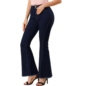 Allegra K Women's Vintage High Waist Stretch Denim Bell Bottoms Jean Pants - 1 of 4