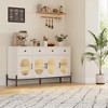 Sideboard Buffet Cabinet with Storage,62" Storage Cabinet with 4 Doors and 3 Drawers, Credenza Buffet Table for Living Room Dining Room Natural - 2 of 4