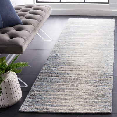 SAFAVIEH Abstract Greg Striped Runner Rug, Ivory/Dark Blue, 2'3" x 8'