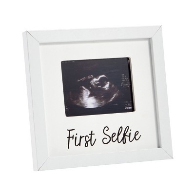 Image of Juvale Ultrasound Photo Frame for 4 x 3 Baby Sonogram Picture, First Selfie, White, 7 x 6.5 In