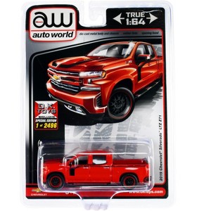 2019 Chevrolet Silverado LTZ Z71 Pickup Truck Red with Black Stripes Limited Ed to 2496 pcs 1/64 Diecast Model Car by Auto World - 1 of 3