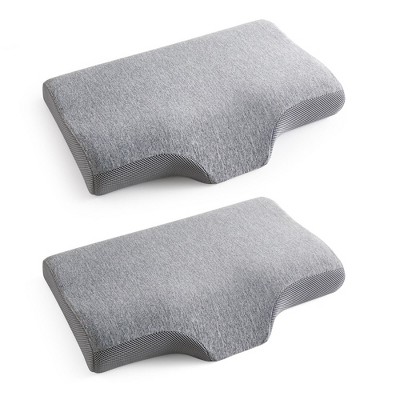 Gray Ergonomic Memory Foam Cervical Contour Pillow Set