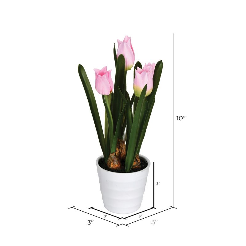 Vickerman 10" Artificial Pink Potted Tulip, Pack of 2, 2 of 8