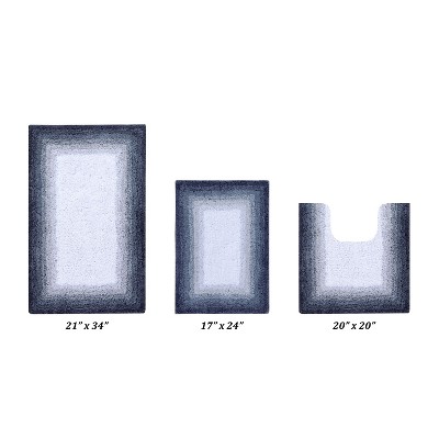 Torrent Collection 100% Soft Cotton Tufted Weave Bath Rug Set, Ombre Pattern, Super Soft & Absorbent, Machine Washable Bathroom Mats