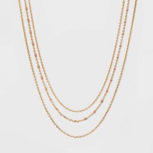 Layered Enamel Dotted Chain Necklace - Universal Thread Light Pink, Women