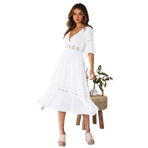 lace midi dress wedding guest Berry Coast Lace Long Sleeve Midi Wedding Guest Dress