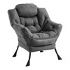 Upholstered Lazy Chair with Ottoman, Comfy Lounge Armchair Set with Folding Footrest, Armrests & Side Pocket - Modern Accent Seating for Living Room - 2 of 4