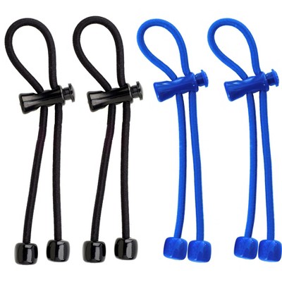 Pulleez Acrylic Charms, includes 2 Black and 2 Dark Blue Sliding Ponytail Elastic Hair Tie, Set of 4