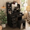 Famapy Makeup Vanity Table Set with Stool and Mirror LED Light Dressr Dressing - image 2 of 4