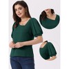 Allegra K Women's Asymmetrical V Neck Blouse Casual Puff Short Sleeve Top - 2 of 4