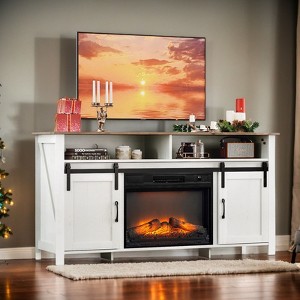 Farmhouse 59'' TV Stand For Tvs Up To 70'' With Electric Fireplace and 2-Door - 1 of 4