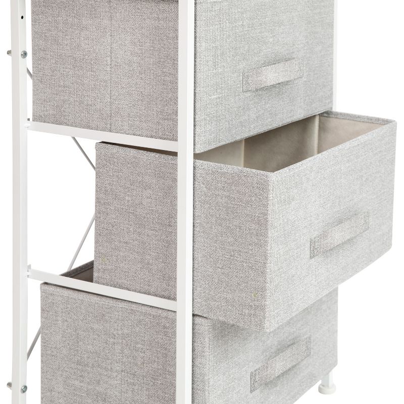 Emma and Oliver 3 Drawer Vertical Storage Dresser with Wood Top & Fabric Pull Drawers, 5 of 10