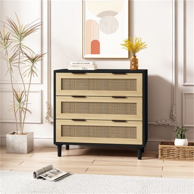 SKRAN Rattan and Rope Woven Storage Cabinets with Multiple Drawers for Bedroom, Living Room, Dining Room, and Hallways