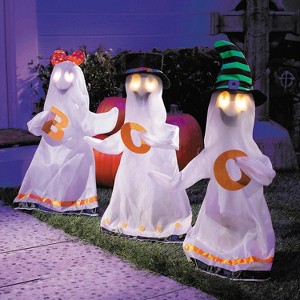 Morris Costumes 27 1/2" Talking Light-Up Ghosts Halloween Decoration - Set of 3 - 1 of 2