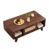 MAYEERTY 44-Inch Dark Walnut Modern Square Wooden Coffee Table - With Rattan Drawer for Living Room - 4 of 4