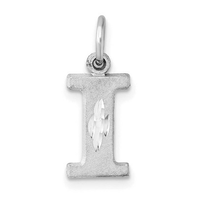 Black Bow Jewelry 14k White Gold, Julia Collection, Small Satin Block Initial I Pendant