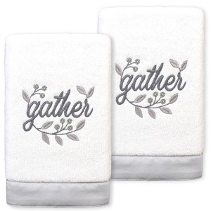 Linum Home Textiles GATHER - Embroidered Luxury 100% Turkish Cotton Hand Towels - 1 of 3
