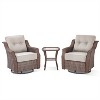 3 Pieces Outdoor Gliders Chairs Swivel Chairs with Side Table Set of 3 - 3 of 4