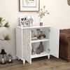 ChicFurnit Decorative Storage Cabinet Floral Carved Sideboard with 2 Doors for Living Room, White, 36.60"*17.70"*9.40" - 2 of 4