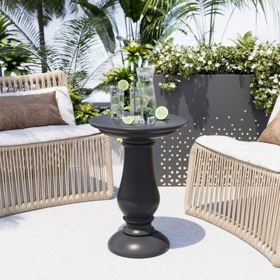 Patio Coffee Table, MgO Accent Table, Lightweight Outdoor End Table ,  Plant Stand for Garden and Deck