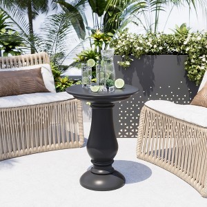 Patio Coffee Table, MgO Accent Table, Lightweight Outdoor End Table ,  Plant Stand for Garden and Deck, White - 1 of 4