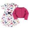 Touched by Nature Baby and Toddler Girl Organic Cotton Dress and Cardigan 2pc Set, Bright Butterflies, 5 Toddler - 2 of 4