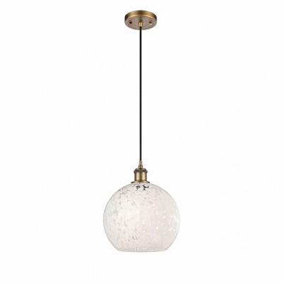 White Mouchette - 1 Light Cord Hung Mini Pendant In Modern Style-11.75 Inches Tall and 10 Inches Wide