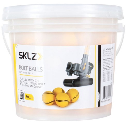Pack De 55 Balles D'entraînement SKLZ Bolt Balls Soft Micro - Seau Baseball Jaune