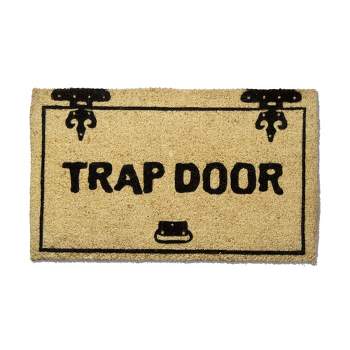 tagltd 1'6"x2'6" Trap Door Sentiment Rectangle Indoor and Outdoor Coir Door Welcome Mat Beige