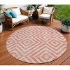 Salmon And Ivory Geometric Washable Indoor Outdoor Area Rug - 2 of 4