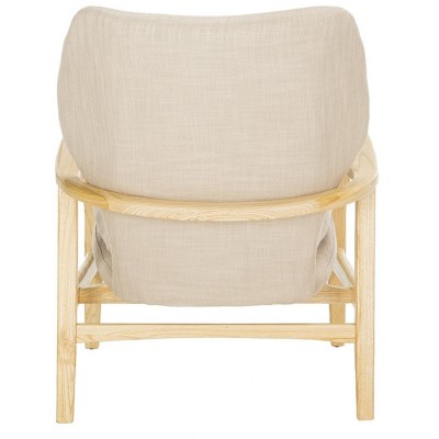 Tarly Beige Natural Elm Wood Transitional Arm Chair