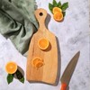 SEVOBAL Serving Platters Handmade Teak Wood Cheese and Bread Board with Asymmetrical Modern Design for Cakes, Appetizers, Brown, 6.25"*16"*0.7" - 2 of 4