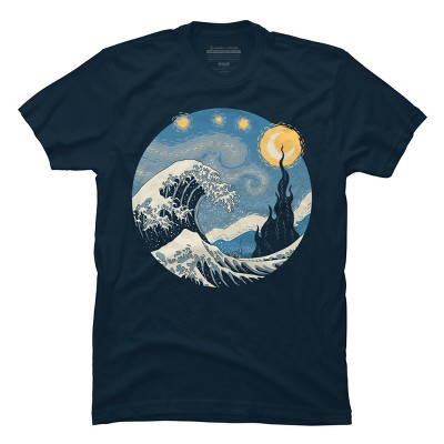 Men's Design By Humans The Great Starry Wave By vincenttrinidad T-Shirt