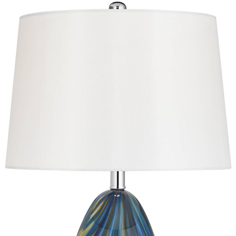 Possini Euro Design Pablo 27" Tall Modern Coastal Table Lamps Set of 2 Blue Art Glass White Shade Living Room Bedroom Bedside (Colors May Vary), 3 of 10