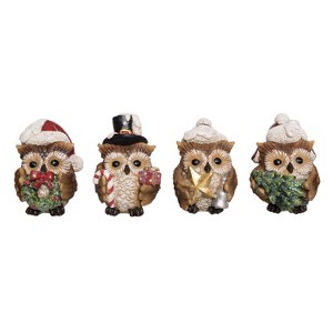Transpac Resin Owl Christmas Critter Figurine Set of 4 Decorative Objects for Holiday Home Decor - 1 of 1