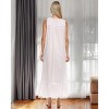 ADR Women's Cotton Nightgown, Sleeveless Lace Trimmed Button Up Long Vintage Night Dress Gown - 3 of 4