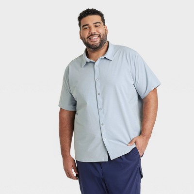 Men's Big Short Sleeve Woven Shirt - All In Motion™ Grit Gray 3XL