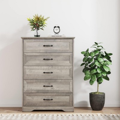 Modern 5 Drawers Dresser, Chest of Drawers Closet Organizers and Storage Clothes, Modern Dressers(White)