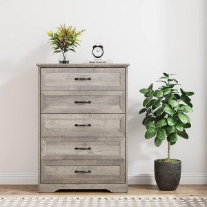 Modern 5 Drawers Dresser, Chest of Drawers Closet Organizers and Storage Clothes, Modern Dressers(White) - 1 of 4
