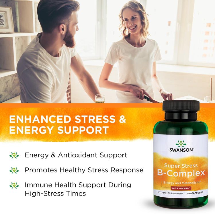 Swanson Super Stress B-Complex with Vitamin C 100 Caps, 3 of 7