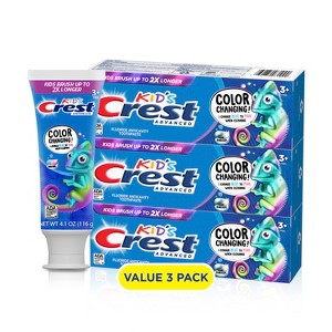 Crest Advanced Kid's Fluoride Toothpaste, Bubblegum Flavor, Three Tubes of 4.2 oz Color Changing Toothpaste - 1 of 4