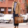 Mens Messenger Bag Vintage 15.6 Inch Waterproof Leather Laptop Briefcase Large Satchel Shoulder Bag Retro Office College Computer Bag, Brown - 2 of 4